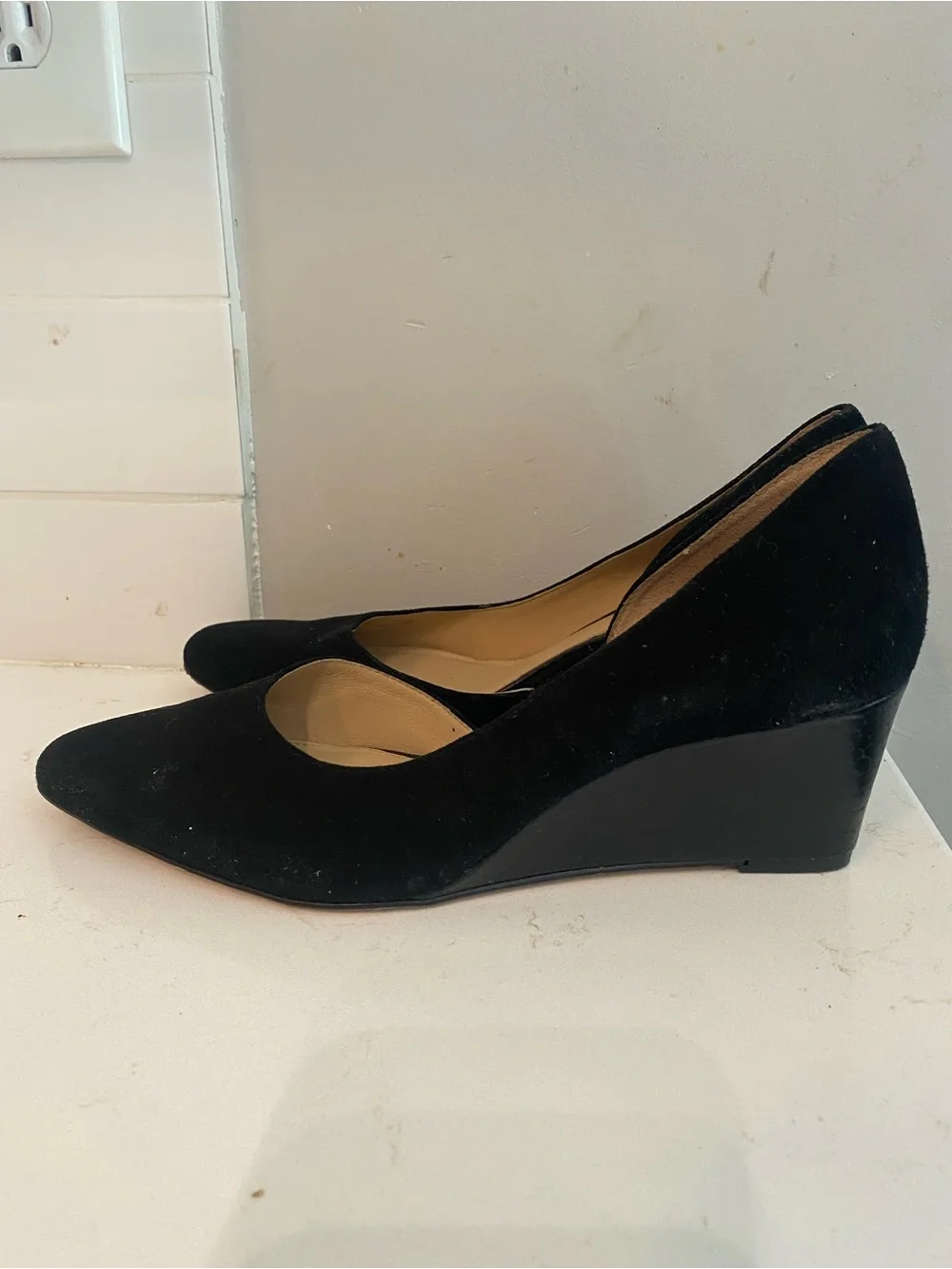 Antonio Melani Black Suede Wedges